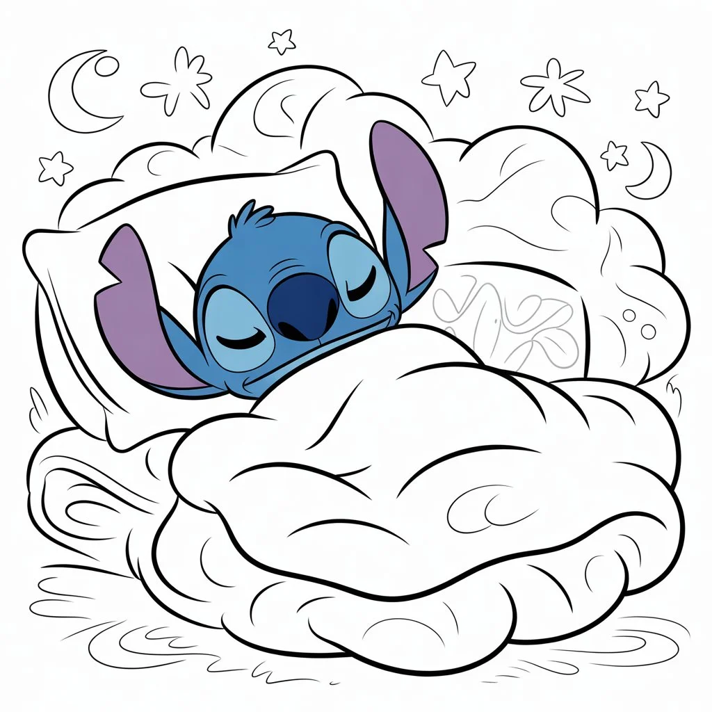 Sleepy Stitch Coloring Pages 😴🌙
