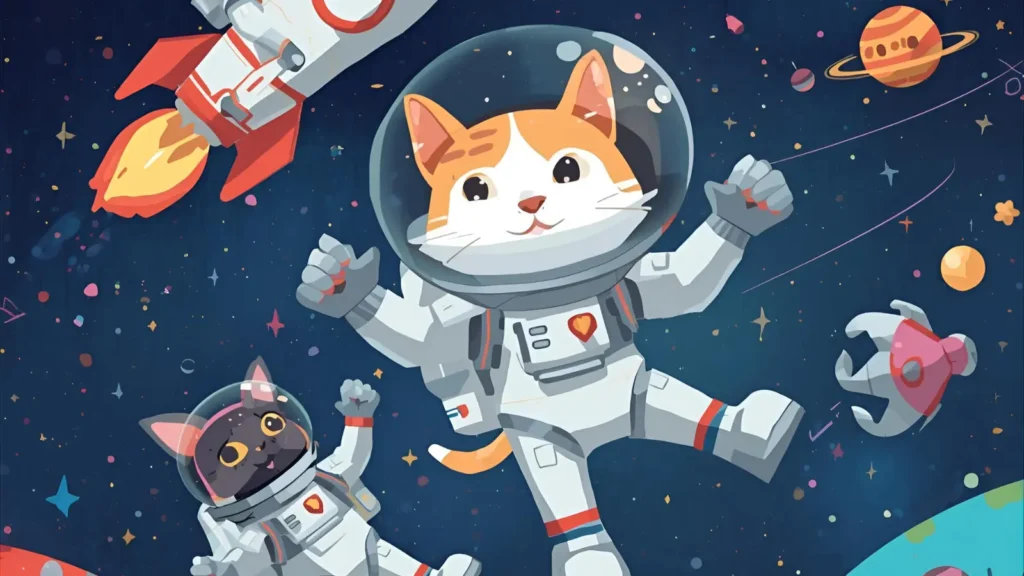 Space Cat Coloring Pages