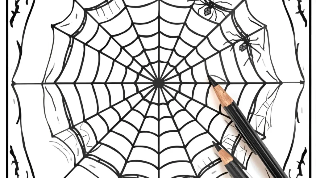 Spider and Web Coloring Pages 🕸️