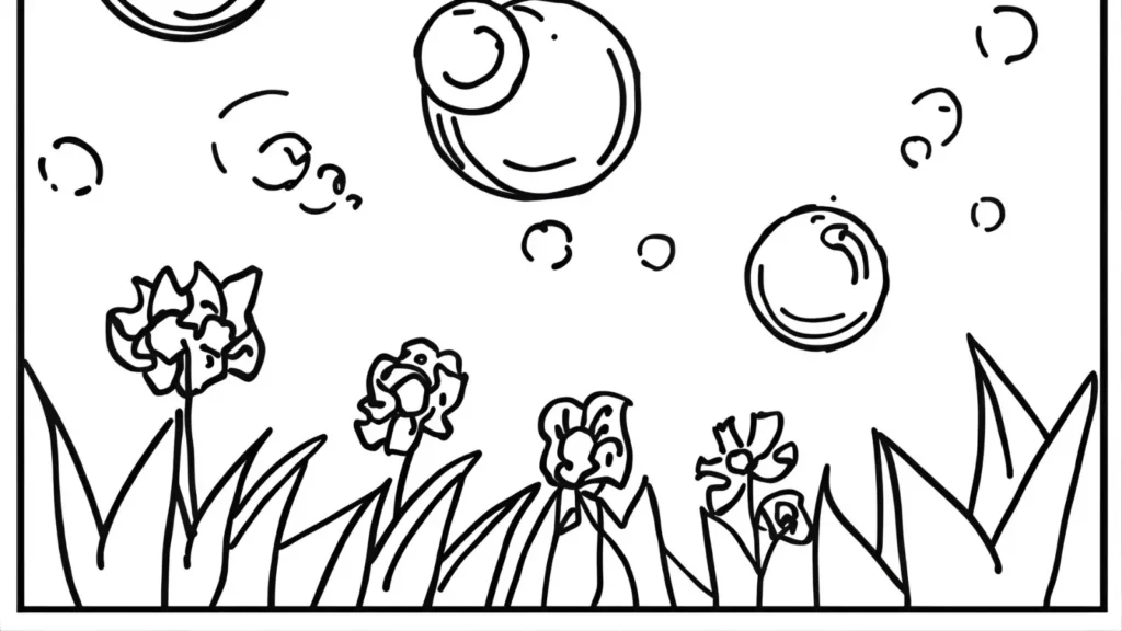 Spring Bubble Fun Coloring Pages