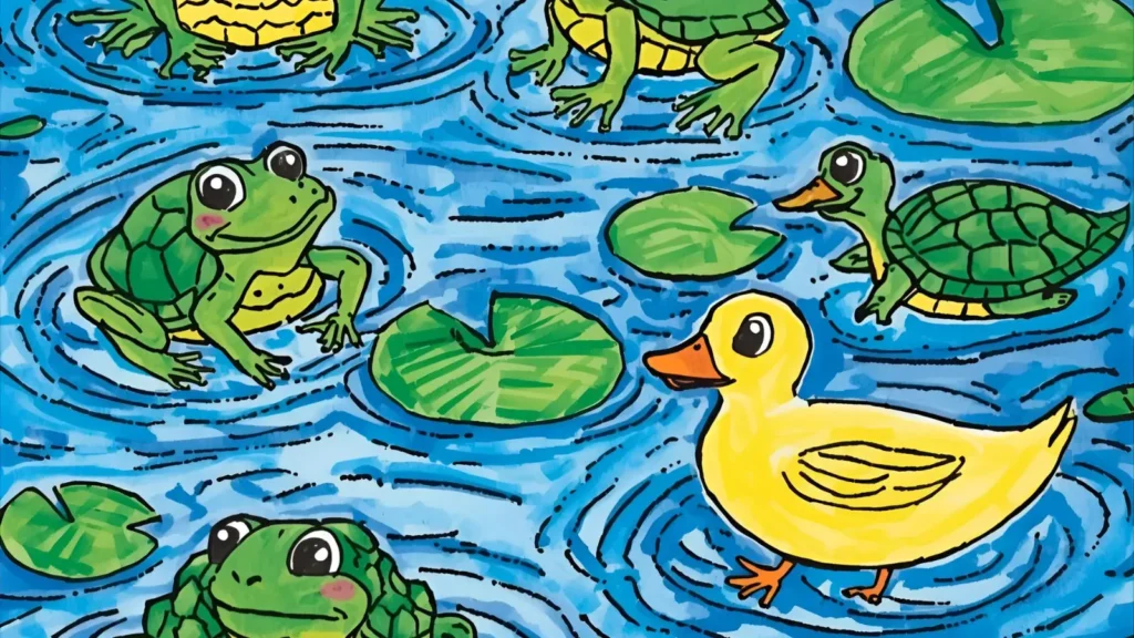 Spring Pond Animal Coloring Pages