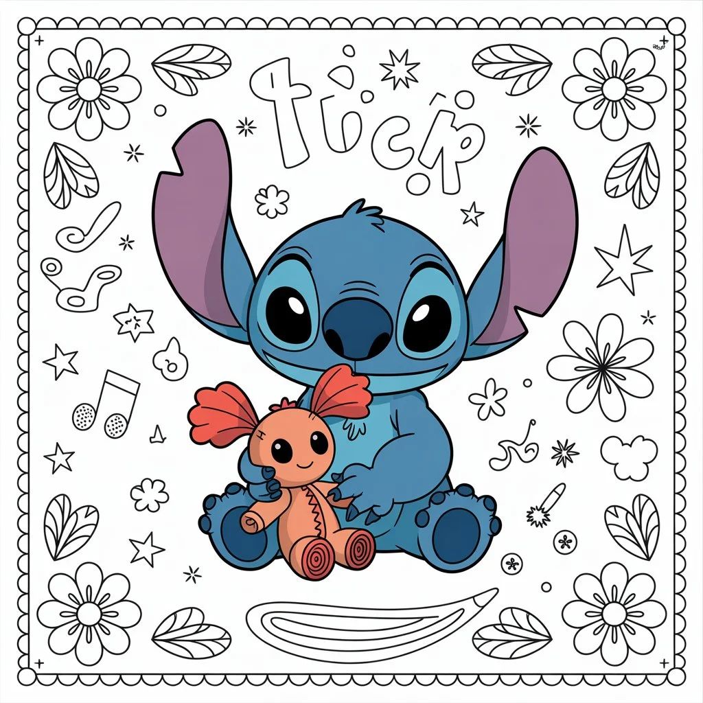 Stitch and Scrump Coloring Pages 🧵🎀