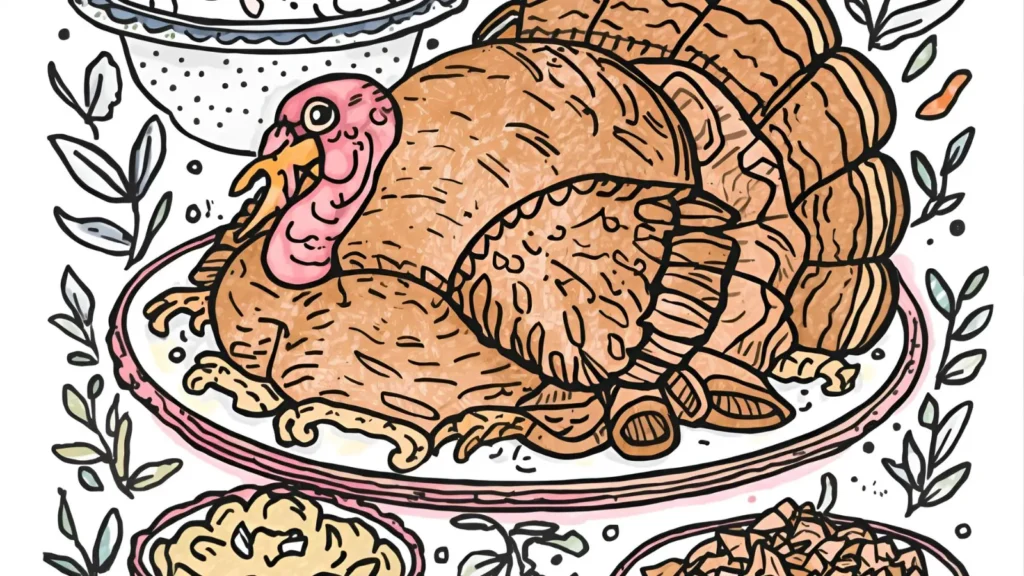 Thanksgiving Dinner Food Coloring Pages