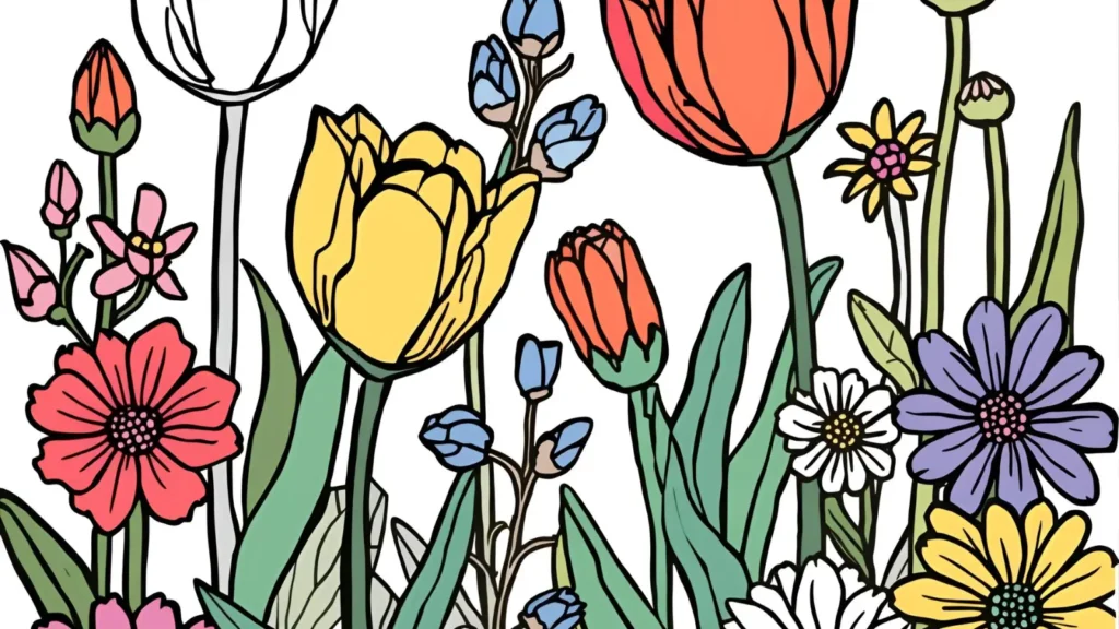 Blooming Flower Spring Coloring Pages
