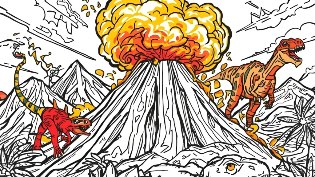 Volcano & Dinosaur Adventure Pages