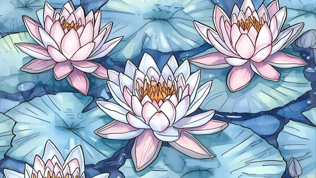 Water Lily Coloring Pages
