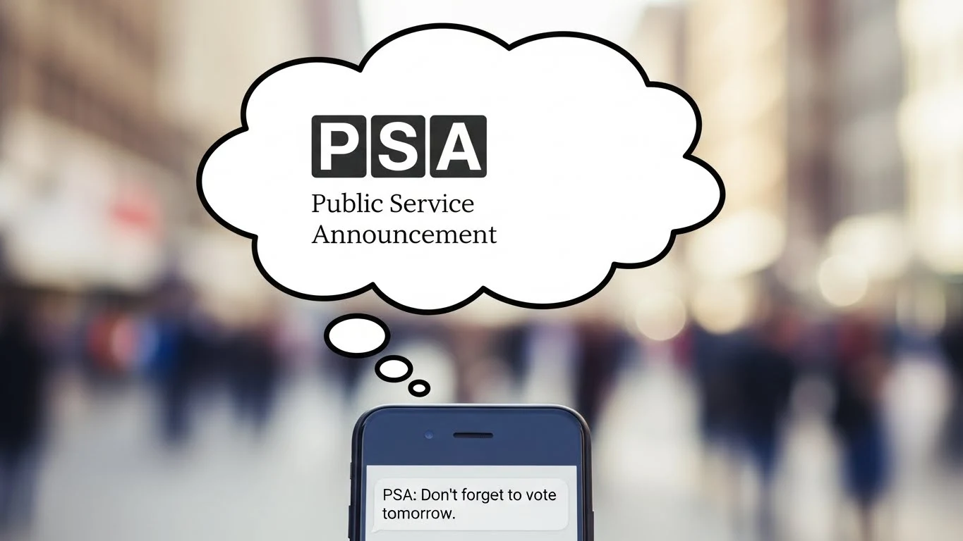 what does psa mean in text